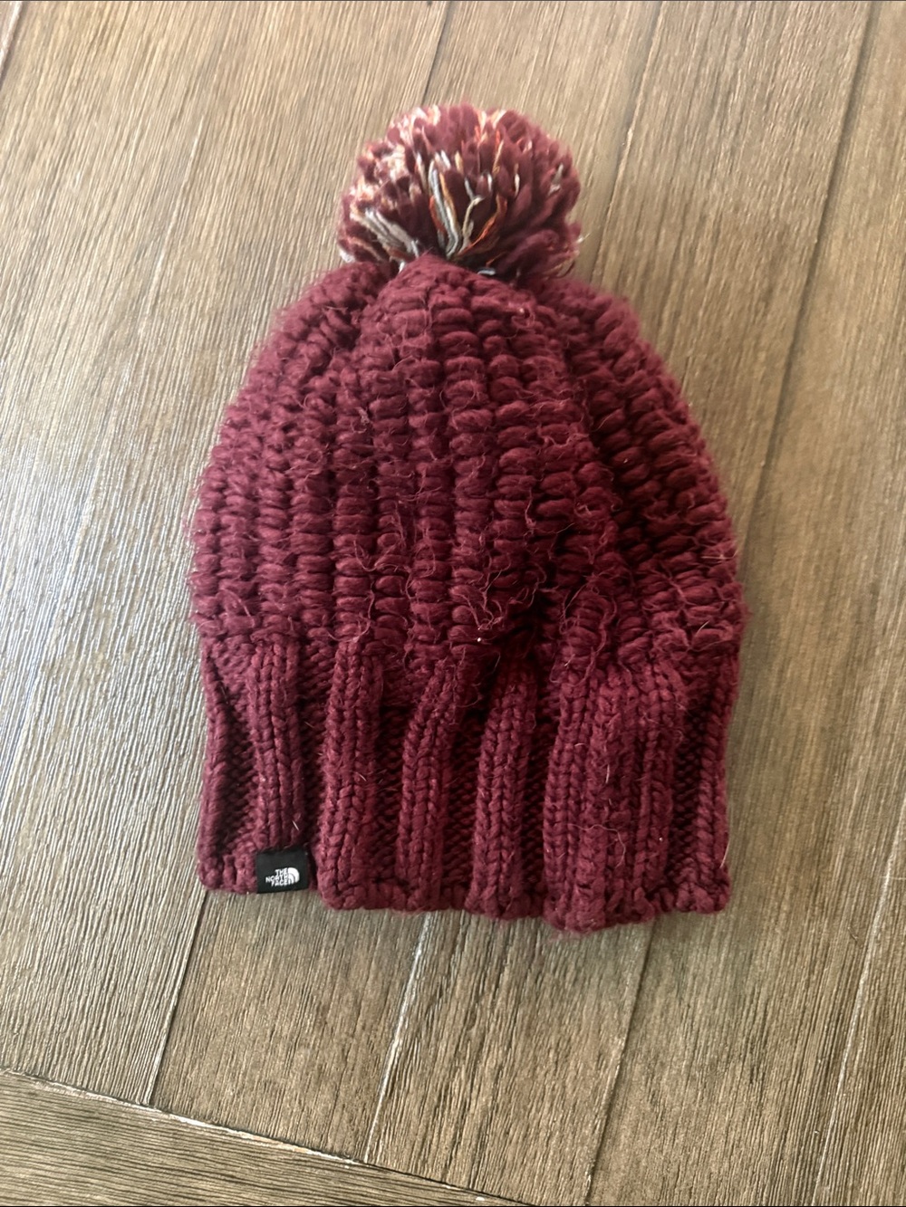 The North Face Kids Maroon Pom Knit Beanie